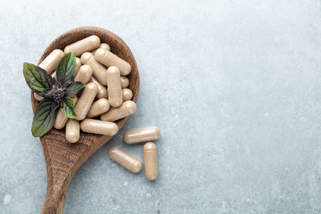 Alternative Medicine. Dietary supplements, vitamins and minerals for vegans and vegetarians.